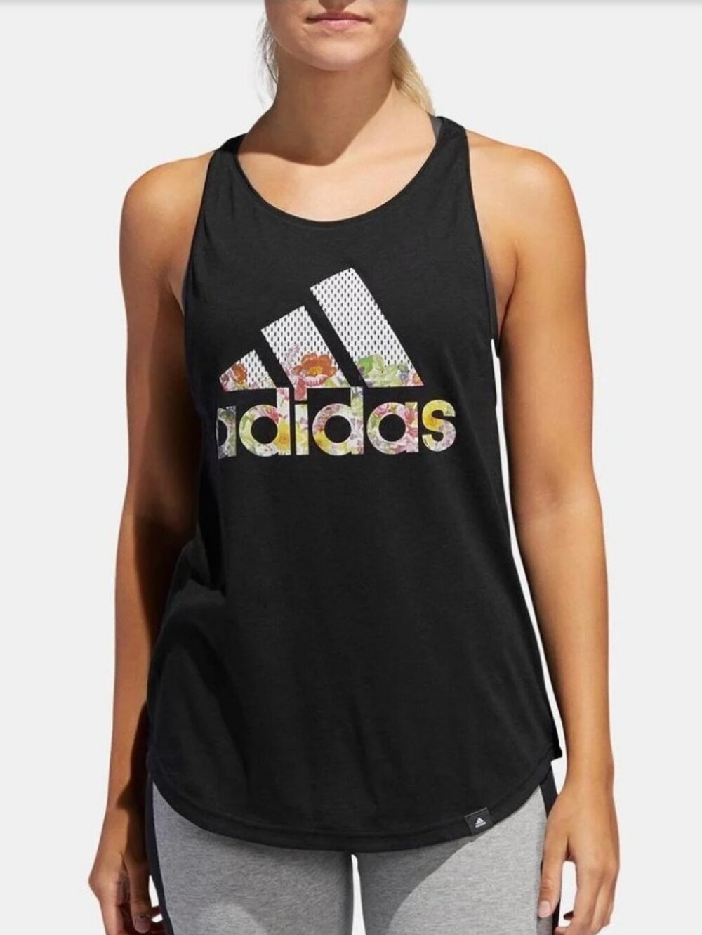Adidas Women's Black Floral Essential Tank Top Size XS Activewear Athleisure